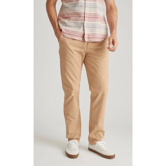 Marine Layer Saturday Slim Straight Twill Pant Men Size Large Faded Khaki 13637 - Picture 1 of 15